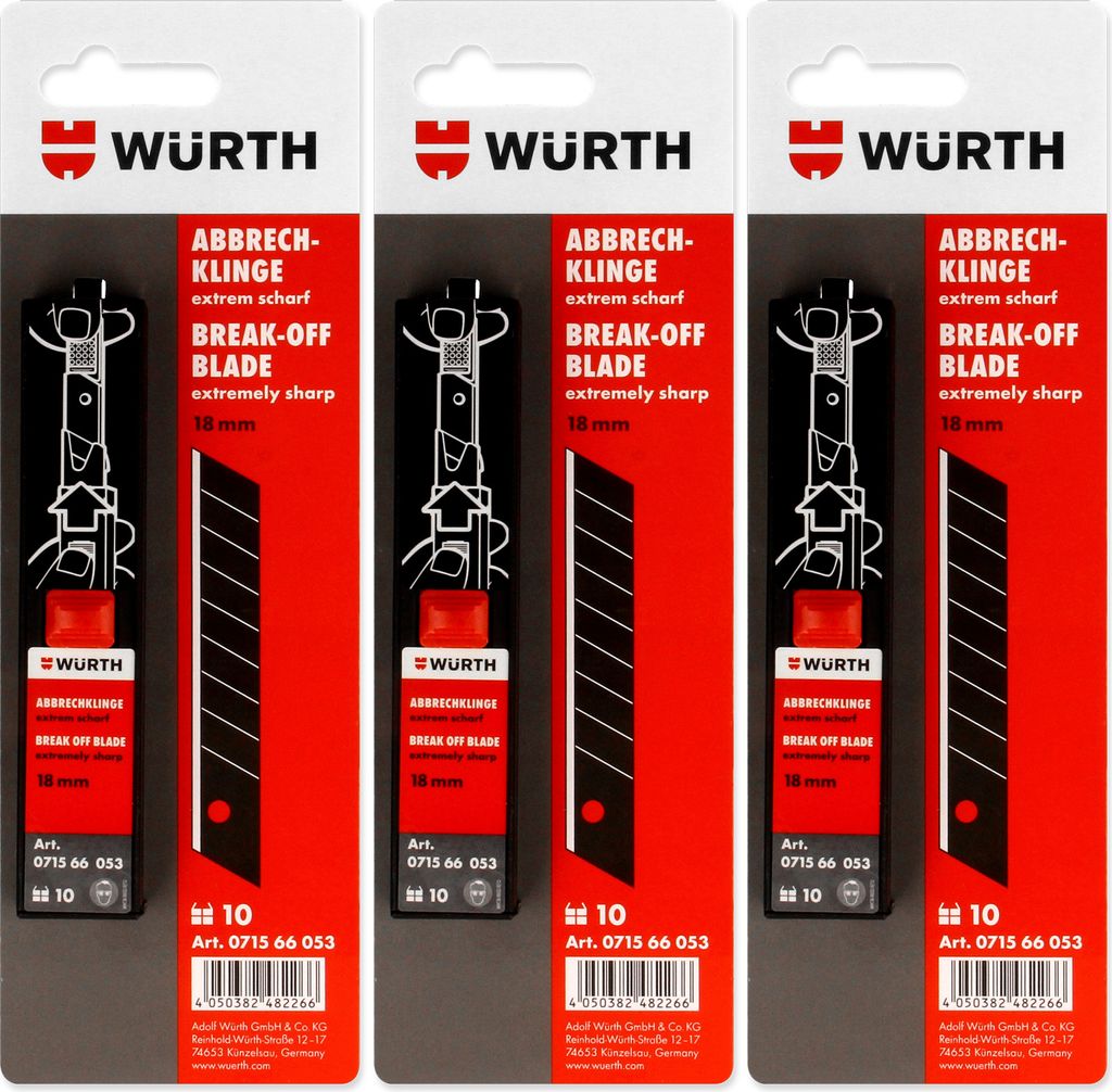 10 St. Würth Abbrechklinge extrem scharf 18mm Produktbild 