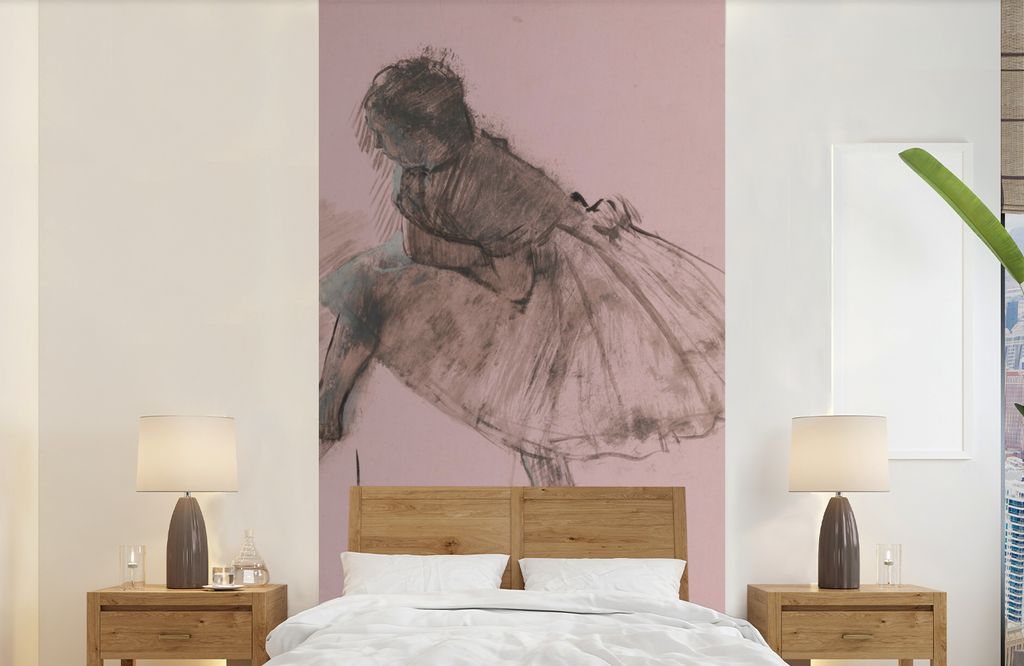 MuchoWow Fototapete für Wohnzimmer oder Schlafzimmer Wandtapete Vinyl Motivtapete Studie einer Balletttänzerin - Gemälde von Edgar Degas - 120...