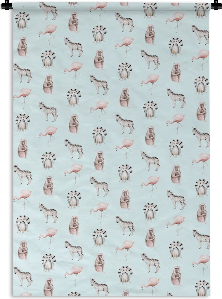 MuchoWow Wandteppich Wandbehang Tiere - Muster - Pastell 90x135 cm Tapisserie Dekoration Wandtuch - Baumwolle - Wandskulptur