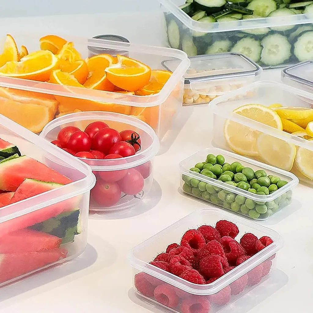 AstraGlam Set 12 Contenitori Per Alimenti In Plastica Trasparenti, Impilabili Con Chiusura Ermetica, Senza BPA, Per Freezer E Pasti Da Asporto - 4