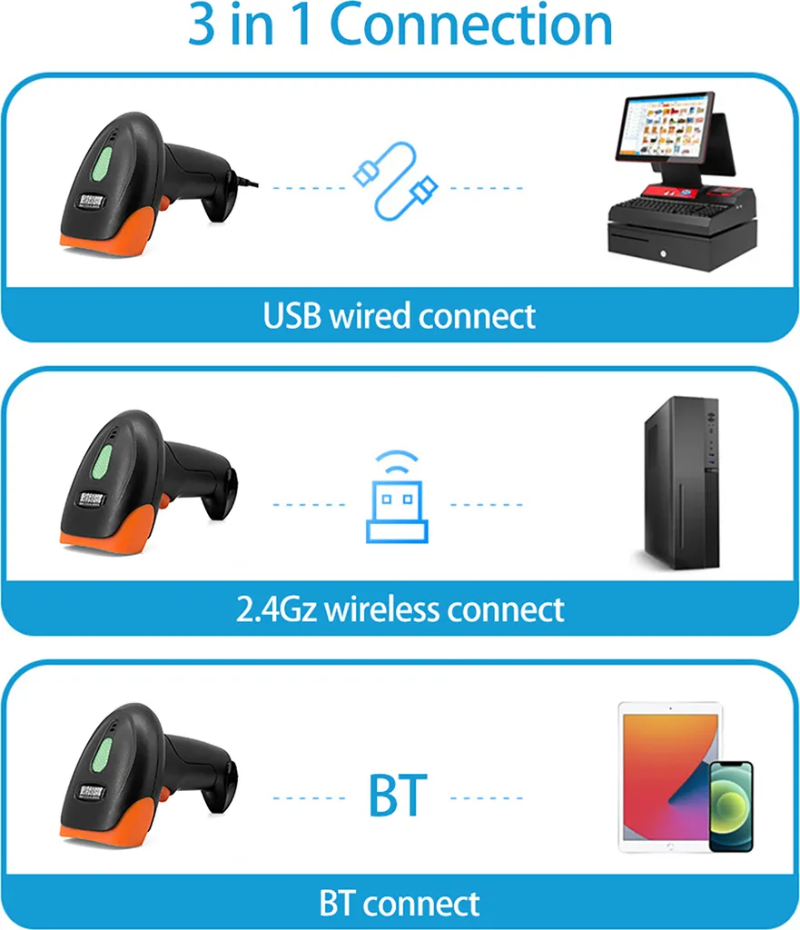 Scanner de codes-barres CMOS sans fil avec support de lecture écran - 6