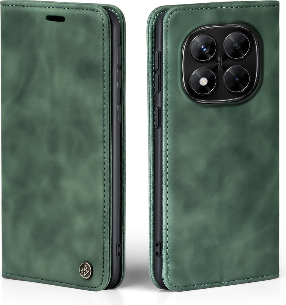 Handy Hülle für Xiaomi Redmi Note 14 Pro Klapphülle Bookcase Flip Cover Handy Tasche Etui Farbe: Grün