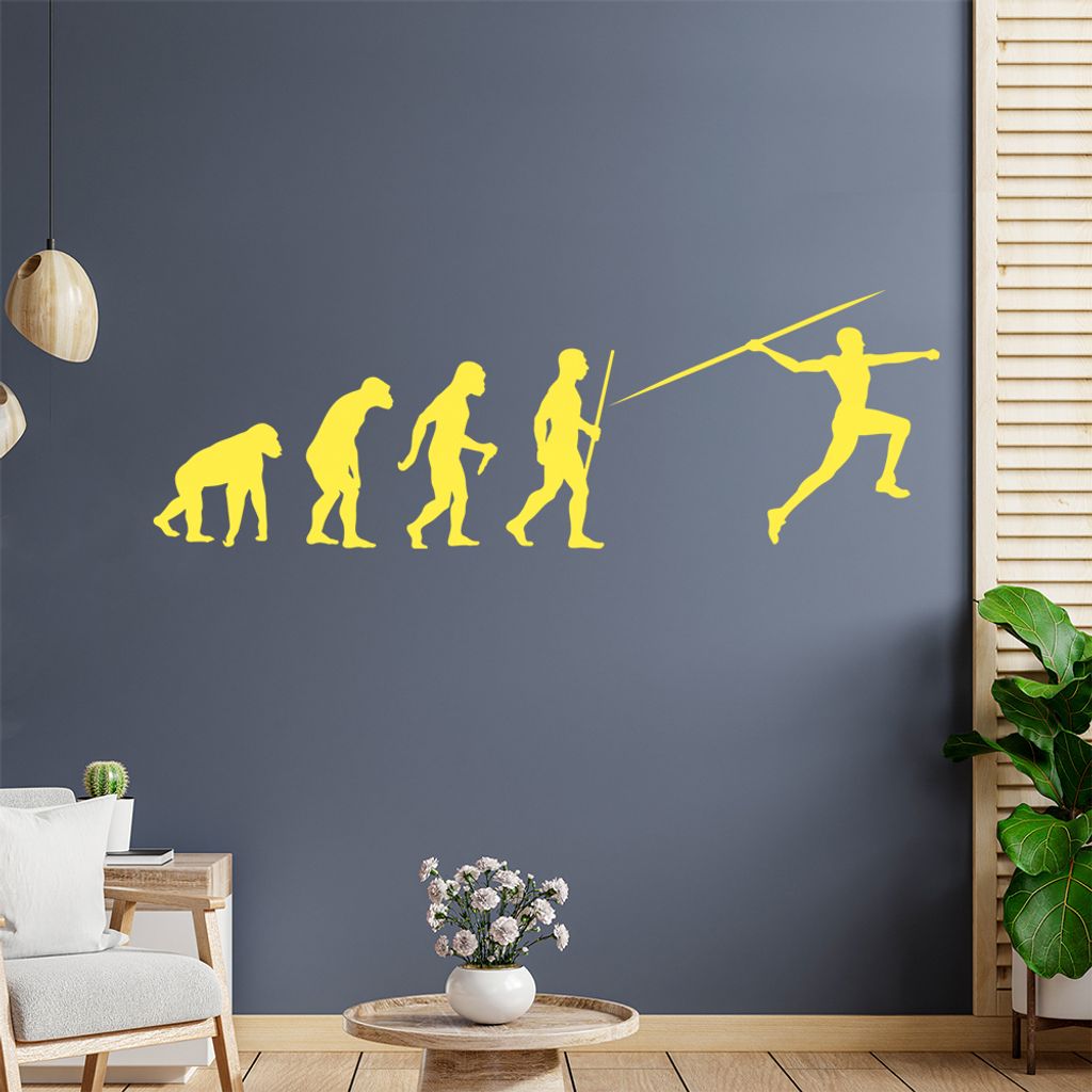 Speerwurf Evolution Wandtattoo Wandaufkleber Wall Sticker - Dekoration, Küche, Wohnzimmer, Schlafzimmer, Badezimmer