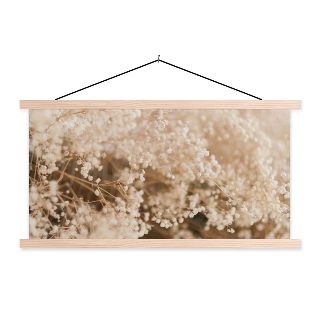 MuchoWow Textilposter Pampasgras - Pflanze - Natur 60x30 cm mit holzfarbenen Rahmen - Dekoration