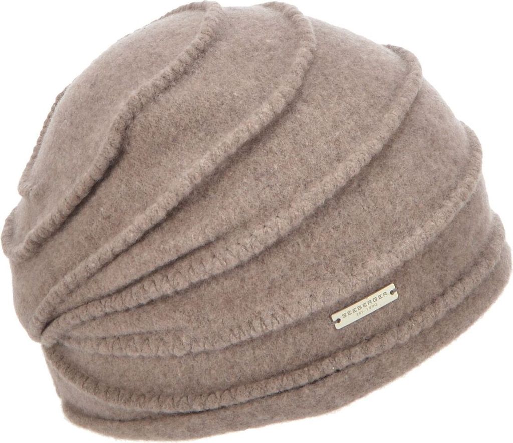 Seeberger Walkmütze aus Schurwolle mit ZickZack-Biesen in beige