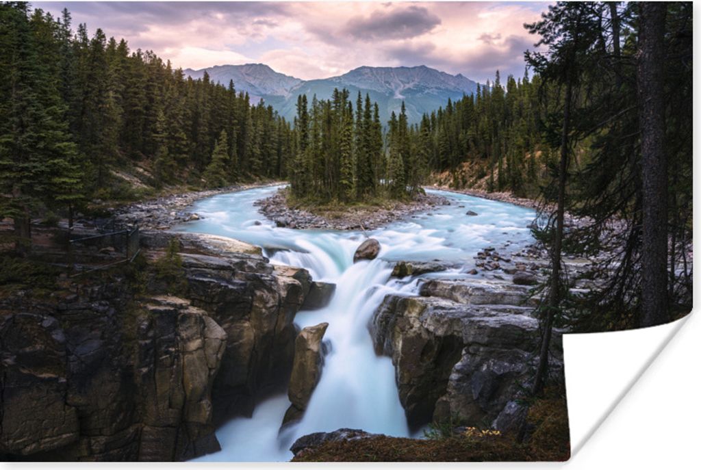 MuchoWow Poster Wasserfall im Jasper National Park in Nordamerika 30x20 cm - Plakate - Print