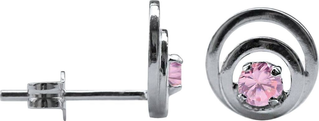 925 Sterling Silber Ohrstecker Kreise mit Zirkonia Farbe - Pink
