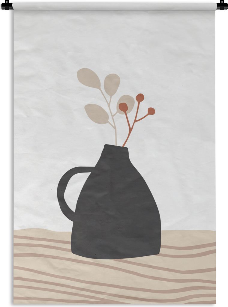 MuchoWow Wandteppich Wandbehang Sommer - Blume - Schwarz - Weiß 60x90 cm Tapisserie Dekoration Wandtuch - Foto-Teppich - Abwaschbar