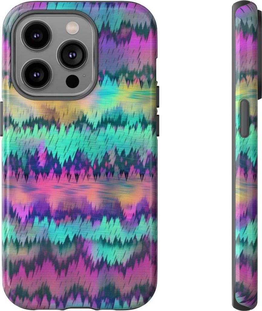 Buntes Glitch-Muster im abstrakten Design – Hülle Kompatibel mit iPhone 14 Pro