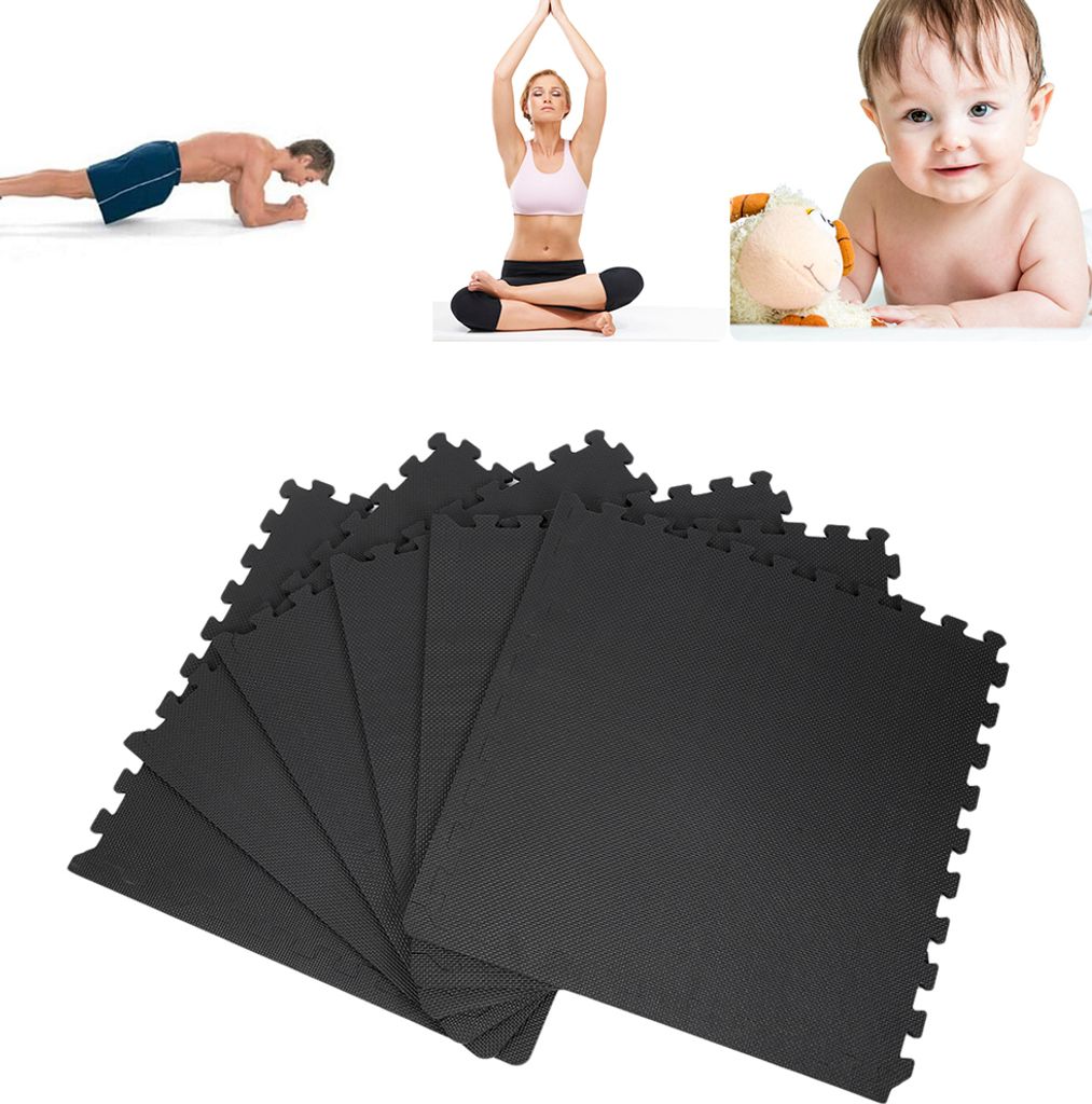 6tlg Puzzelmatte Bodenschutzmatten Schutzmatten Poolmatte Fitness Puzzlematte 60 x 60 x 1.2 cm Schwarz