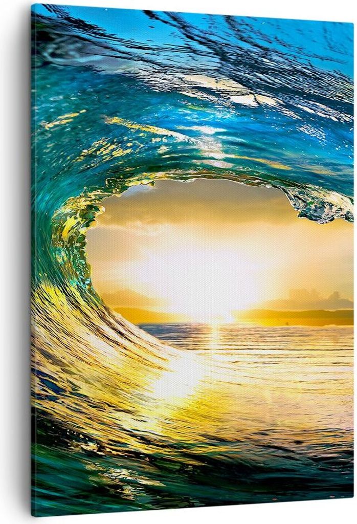 Bild auf Leinwand - Leinwandbild - Einteilig - Ozean Welle Sonne Klima - 50x70cm - Wand Bild - Wanddeko - Wandbilder - Leinwanddruck - Wanddekorati...
