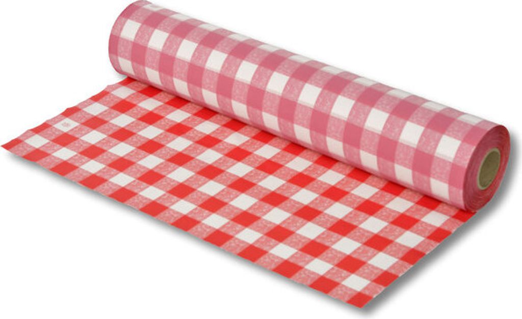 1x Biertischdecke mit Leinenstruktur rot/weiss sehr stabil 0,75 x 100m
