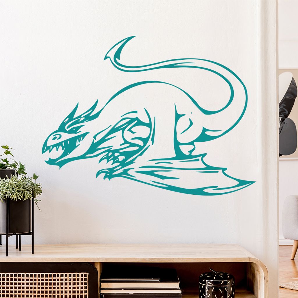Drachen Angriff Wandtattoo in 6 Größen - Wandaufkleber Wall Sticker - Dekoration, Küche, Wohnzimmer, Schlafzimmer, Badezimmer