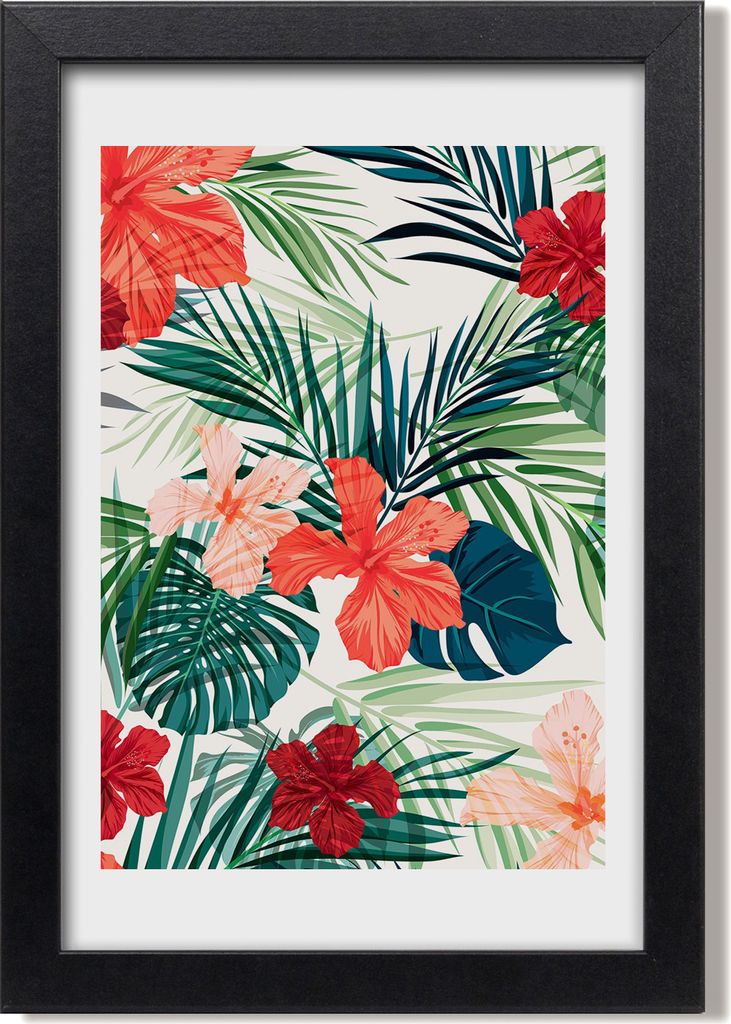 Bild 20x30 MDF-Rahmen, Wandkunst Hawaii Blumen