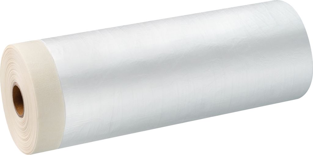 24 Rollen Abdeckfolie mit Feinkrepp 1800mm x 33m Klebeband Masker Malerfolie transparent