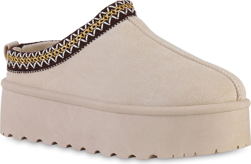 VAN HILL Damen Warm Gefütterte Pantoffeln Bequeme Plateau Produktbild