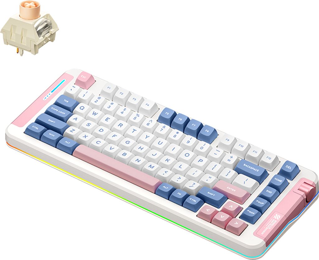 MCHOSE X75 Mechanische Tastatur 2,4 GHz/BT Kabelgebundene Verbindung 3-Modus Pad Struktur Vollformat-Tastatur