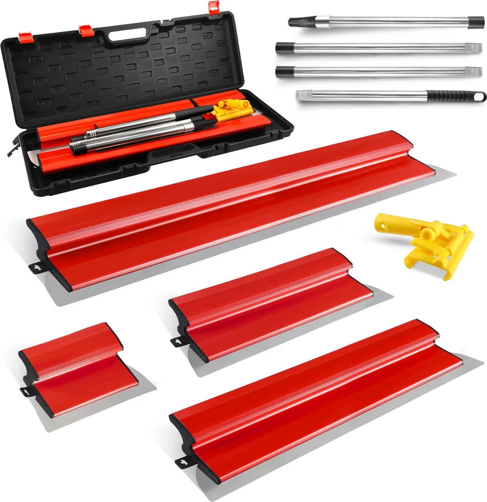 Lames de lissage pour enduit et placo kit 4 pièces en acier et perche