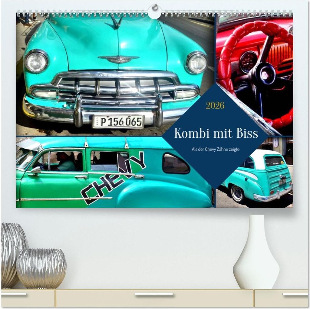 Kombi mit Biss - Als der Chevy Zähne zeigte (hochwertiger Premium Wandkalender 2026 DIN A2 quer), Kunstdruck in Hochglanz