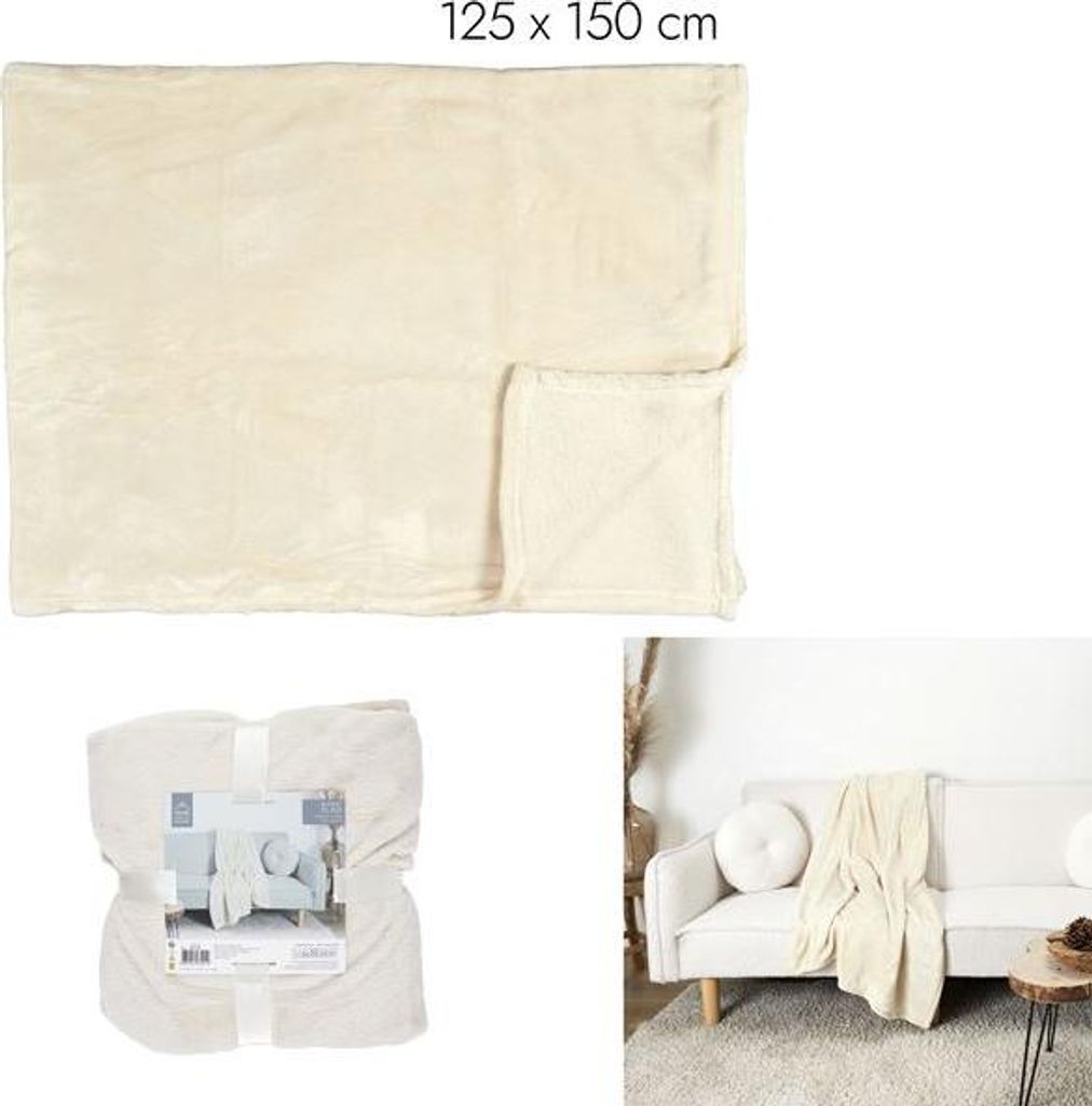 Karierte Flanelldecke beige 125 x 150 cm m8 – Home Deco Factory