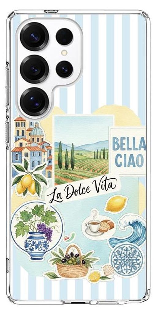 Hartschalenhülle für das Samsung Galaxy S25 Ultra, kompatibel mit MagSafe, transparent, Urlaub in Italien, italienische Spezialitäten, La Dolce ...