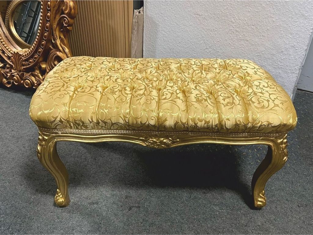 Casa Padrino Barock Hocker mit Muster Gold 75 cm - Barock Möbel