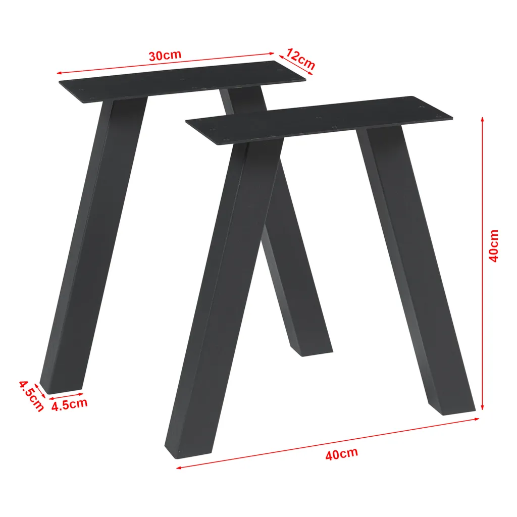 Support de table Heustreu set de 2 pieds pour table basse acier noir 40cm
