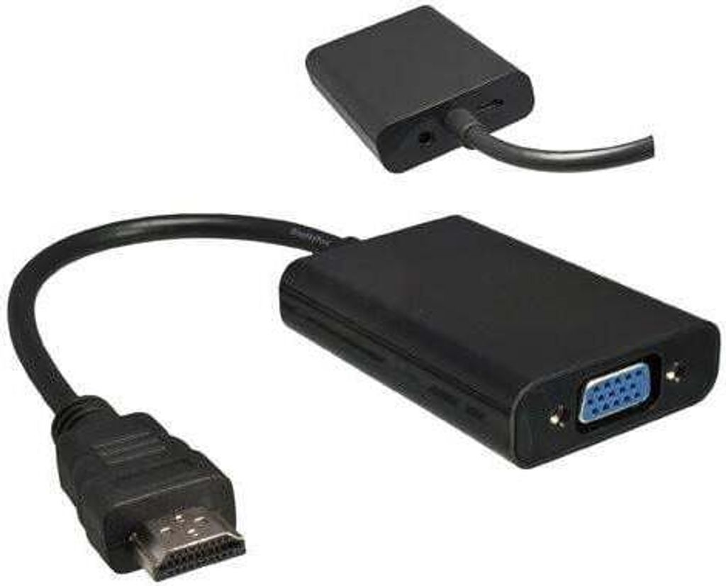 DINIC HDMI Adapter Typ A 19pol Stecker auf VGA Buchse, mit Audio-Buchse, Schwarz