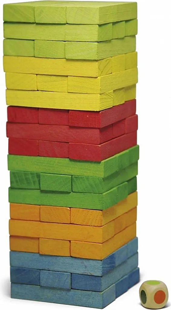 Jeu de tour infernale en bois classique type Jenga de 54 blocs nature
