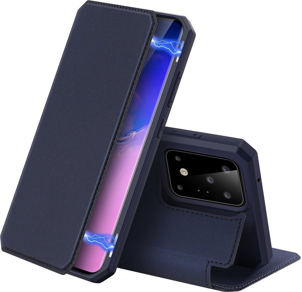Buch Tasche "Dux Ducis" kompatibel mit SAMSUNG GALAXY S21 FE Handy Hülle Etui Brieftasche Schutzhülle mit Standfunktion, Kartenfach Blau