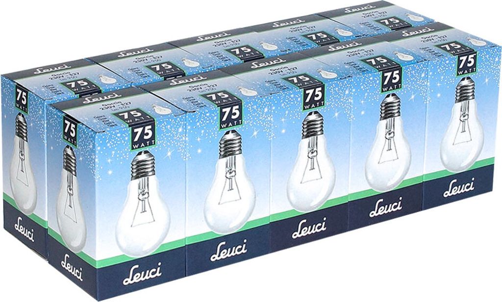 10 x Leuci Glühbirne 75W E27 klar Glühlampe 75 Watt Productafbeelding 