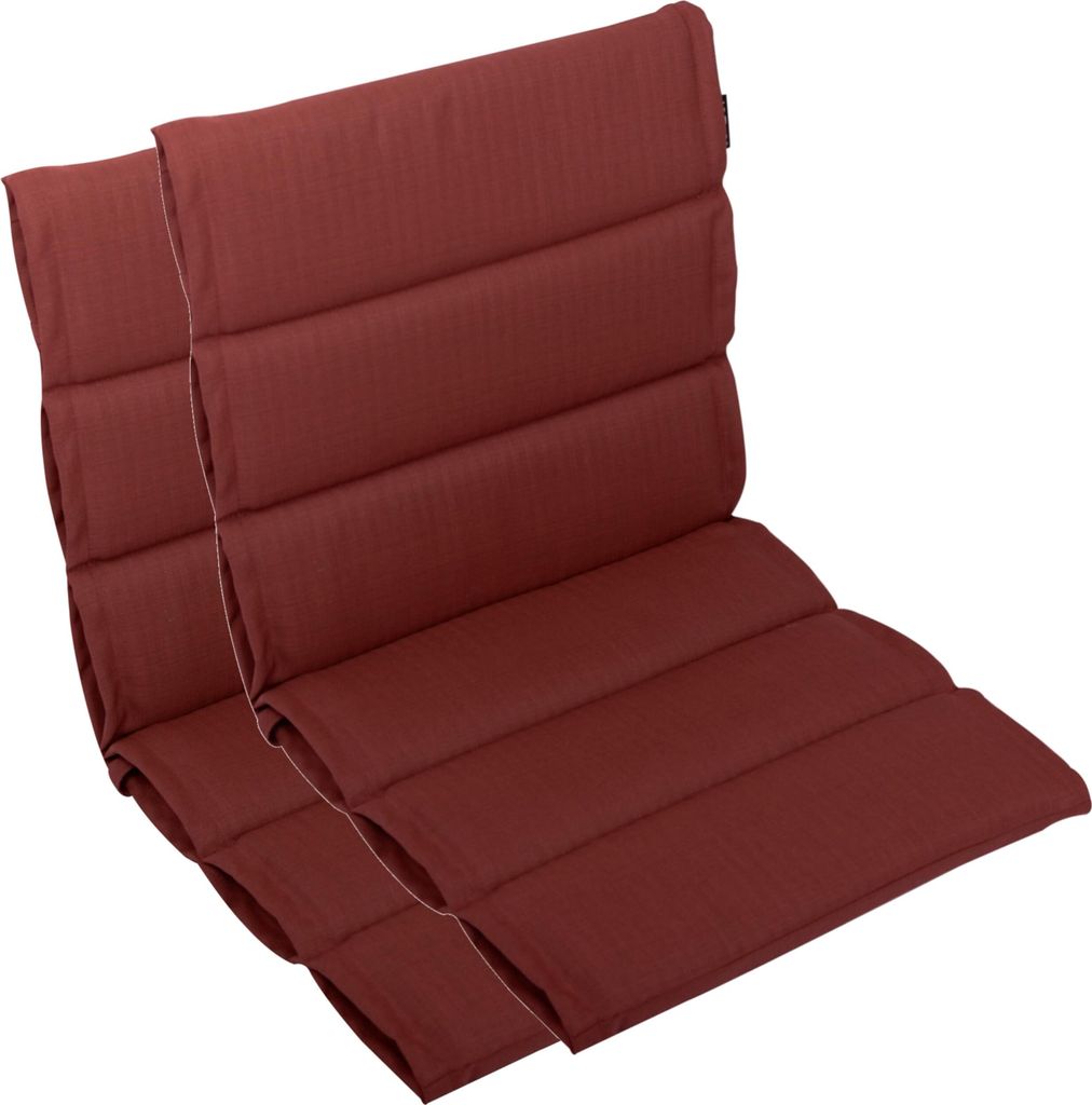 LILENO HOME Gartenstuhl Auflagen als [2er Set - Niedriglehner] in Rot - bequeme Liegen als Sitzauflagen für Gartenmöbel - Stuhlkissen für Garten...