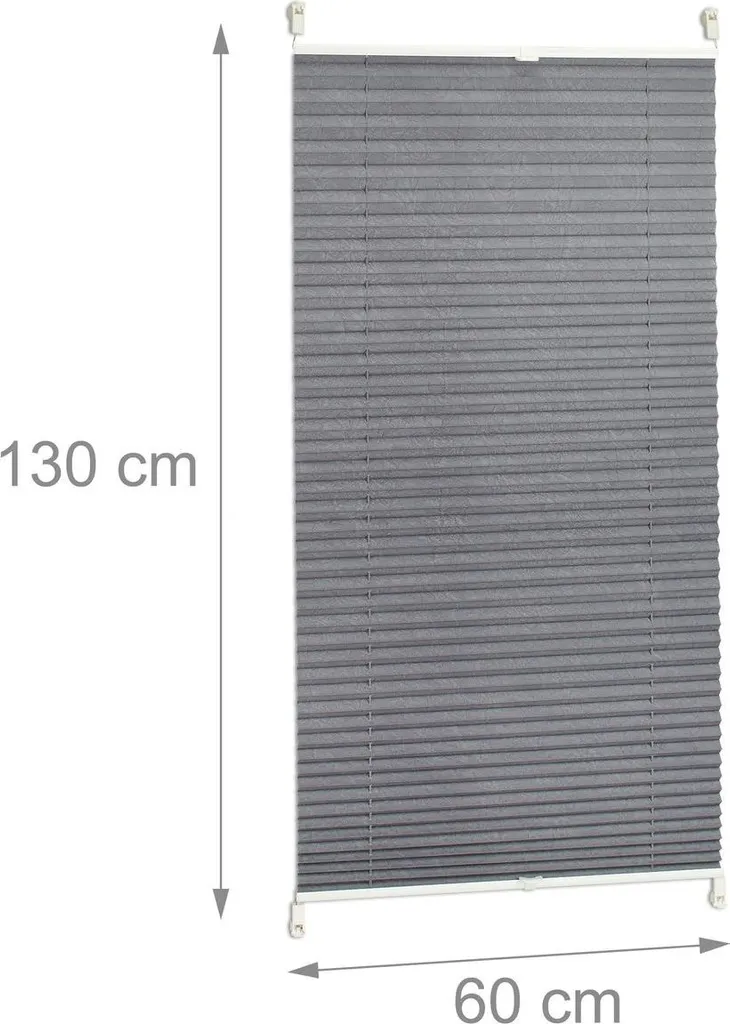 Store plissé gris sans perçage ajustable avec fixation clipsable 80cm - 3