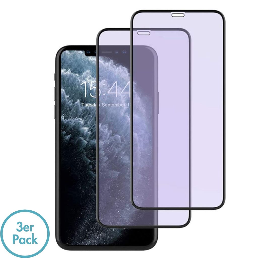 Apple iPhone 11 Pro Max Blaulichtfilter Anti-Blaulicht Displayschutz 3er-Set
