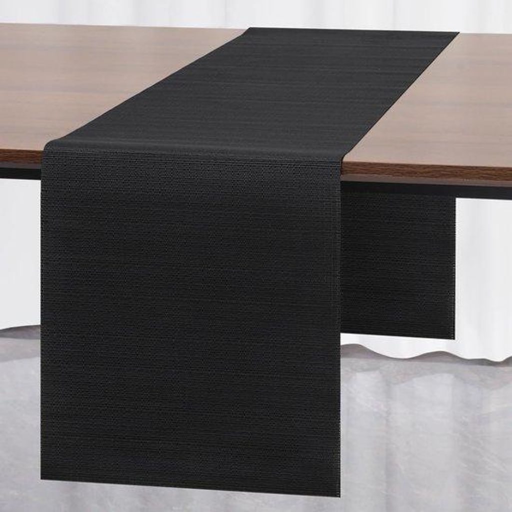 Schwarze PVC-Tafelloper, wärmeisolierend, 30x140cm, abwaschbar