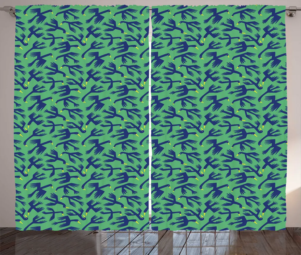 ABAKUHAUS Rideau Rustique Oiseaux et Canards à Fronces 280x225 cm Lavande