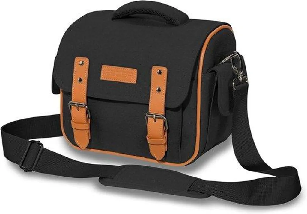 Sac photo pour appareil reflex XL noir imperméable au style vintage