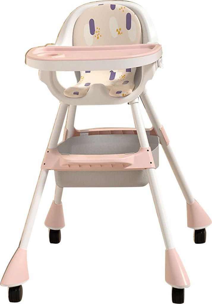 Baby-Hochstuhl, höhenverstellbar, multifunktional, abnehmbares Tablett, klappbar, umwandelbar, für Kleinkinder, Sakura Pink