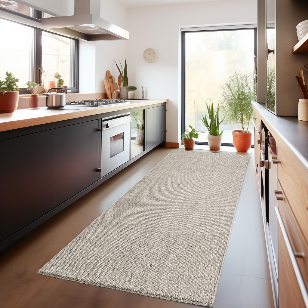 Carpetsale24 Teppich Wohnzimmer Uni Meliert Cut-Loop Design Kurzflor Modern Teppich Einfarbig Robust Pflegeleicht, Grösse: 80x250 cm