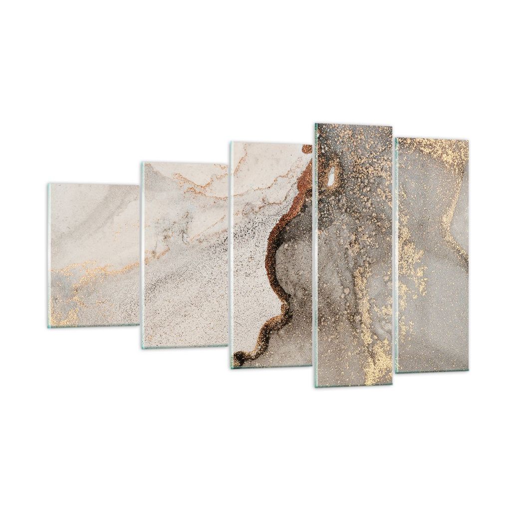 Bilder auf glas - 5 Teile - Stein Sand Abstraktion - 100x60cm - Glasbilder - Wandbilder - Bilder - zum Aufhängen bereit - Wanddekoration aus Glas ...
