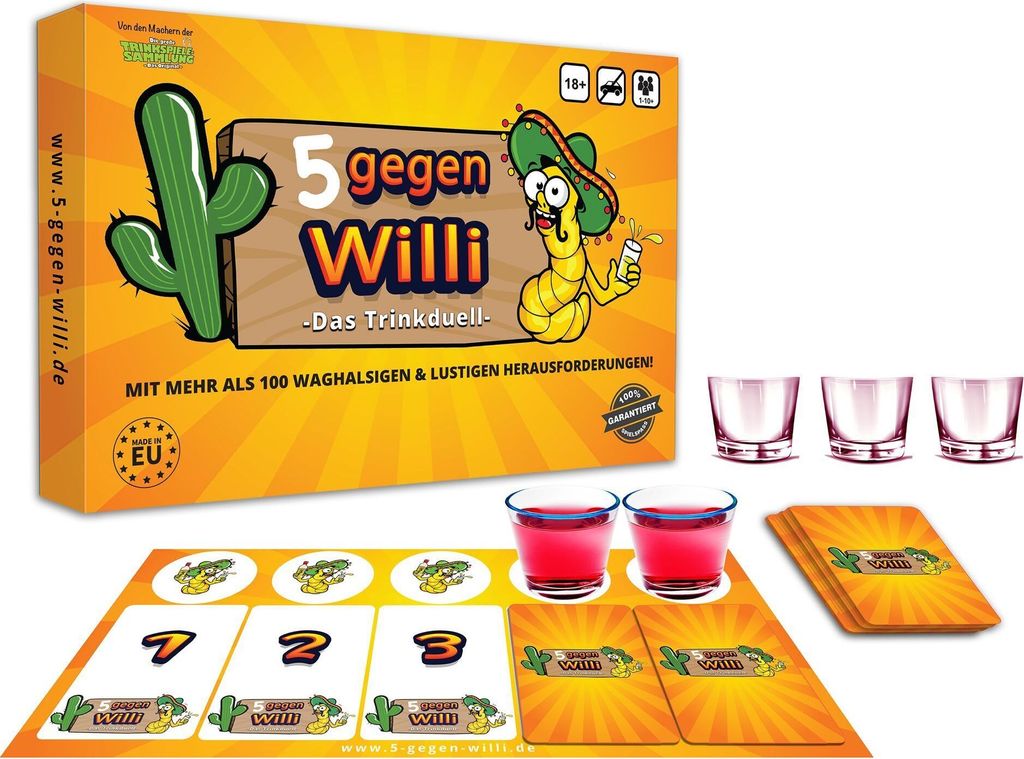 5 gegen Willi - Das Trinkduell Trinkspiel Saufspiel Partyspiel Gesellschaftsspiel