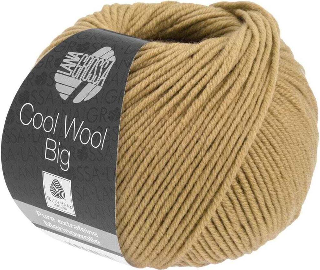 Lana Grossa COOL WOOL BIG 50 g pflegeleichtes Strickgarn aus extrafeiner Merinowolle 120 m, Farbe:1009 - Camel
