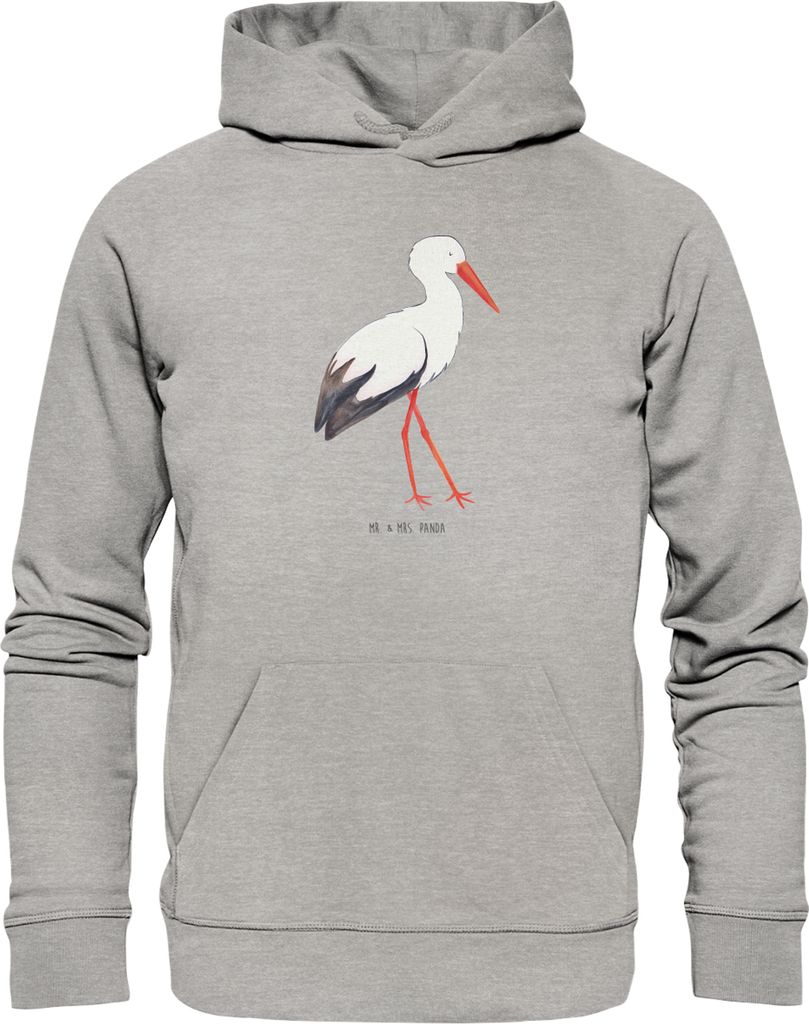 Mr. & Mrs. Panda Nachhaltiger Hoodie Storch Größe S - Heather Grey - Geschenk, Hoody, Baby, Störche, Lustige Sprüche, Kapuzenpullover, Pullover...