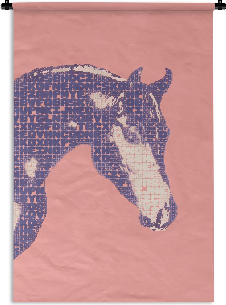 MuchoWow Wandteppich Wandbehang Pferd - Buchstaben - Kopf - Mädchen - Kinder - Mädchen 90x135 cm Tapisserie Dekoration Wandtuch - Baumwolle - W...