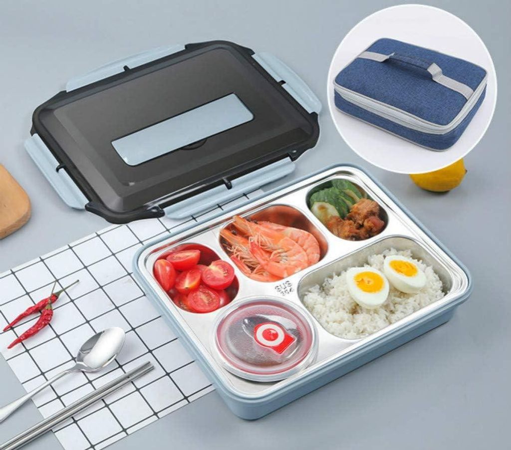 Lunchbox Bento Box Student Rvs Lunchbox Thermische Isolierung Tragbar Separate Fünf Fächer mit Suppenschüssel Große Kapazität Büroarbeiter Lu...