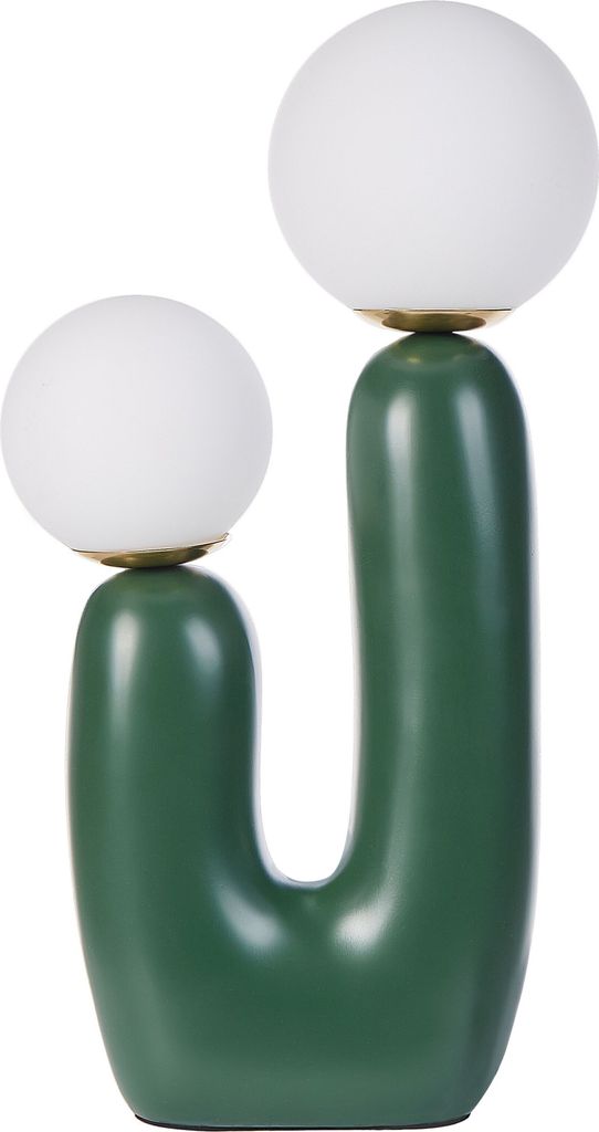 BELIANI Tischlampe Dunkelgrün Harz 40 cm Hoch mit Schirm Kugelform 2-Flammig Langes Kabel mit Schalter Modern Schlafzimmer Wohnzimmer Nachttischlampe