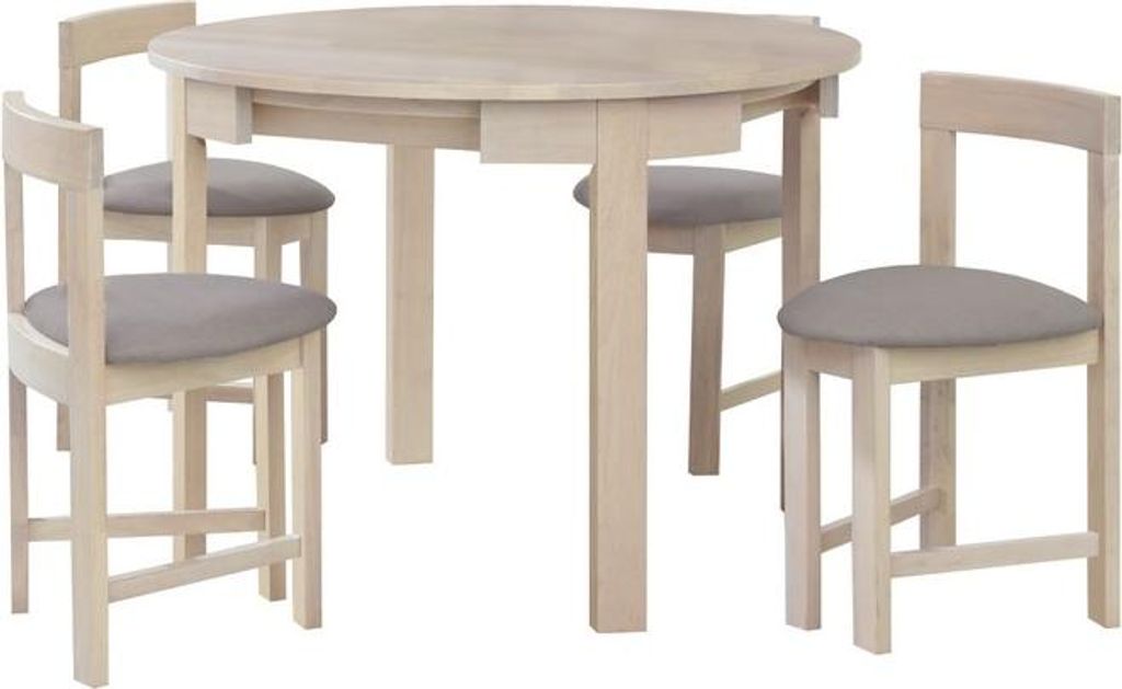 Kondela Essgruppe Domio 1+4 - Weiß Holzoptik / Graubeige Produktbild 