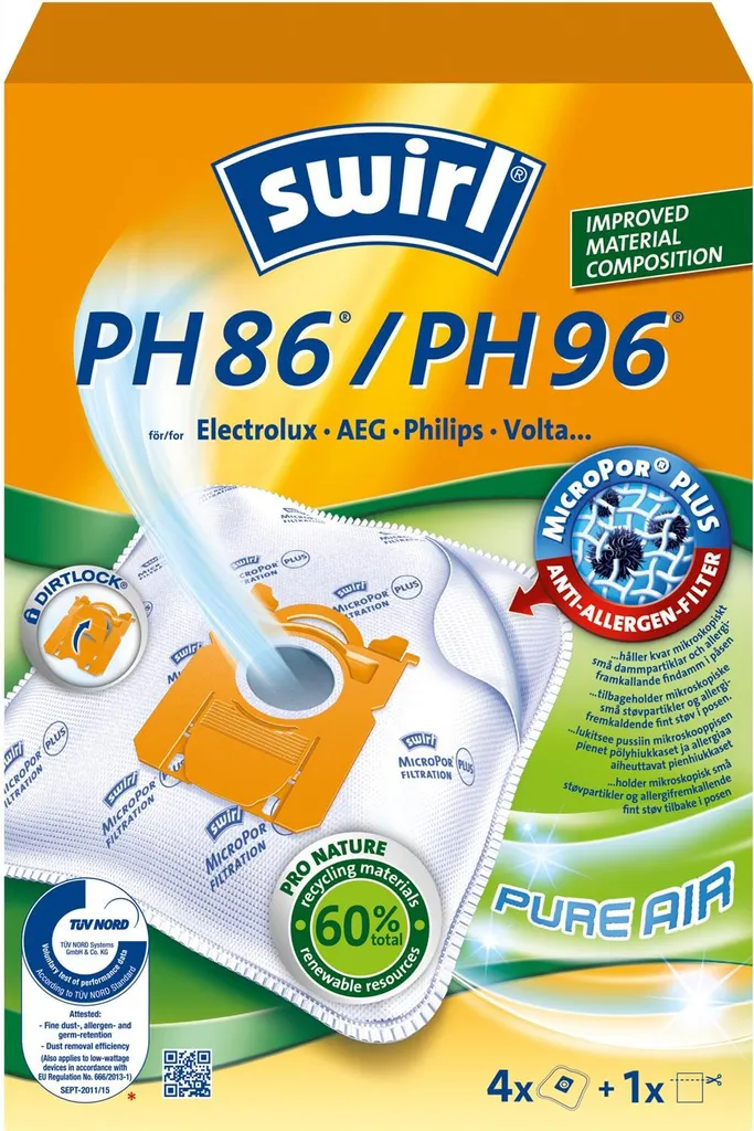 Lot de 4 sacs aspirateur PH86/PH96 Haute Filtration en Microfibre