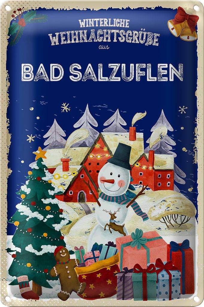 Blechschild Weihnachtsgrüße BAD SALZUFLEN 18x12cm