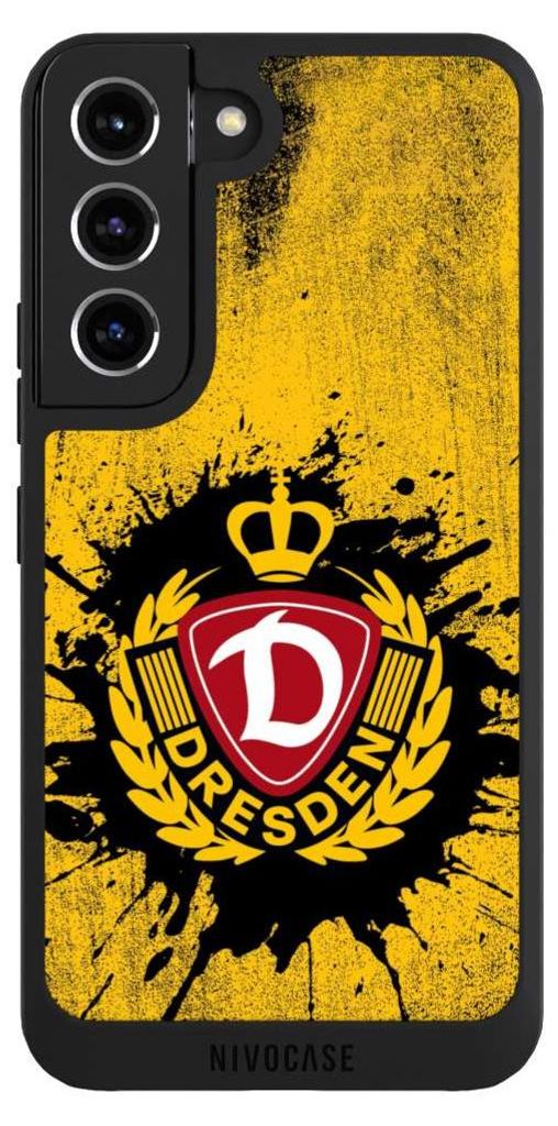 NIVOCASE Handyhülle für Samsung Galaxy S22 Hülle NIVOpure Case Schwarz Fußball Offizielles Lizenzprodukt SG Dynamo Dresden